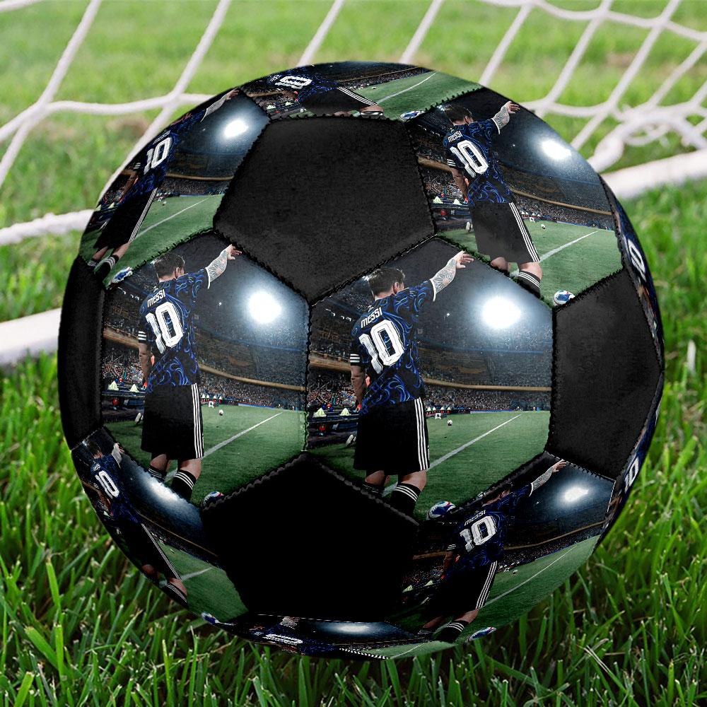 King Leo Size 5 Soccer Ball, Machine-Stitched PVC, Durable & High Bounce, All Ages Fit, fan merchandise, matches & outdoor use.