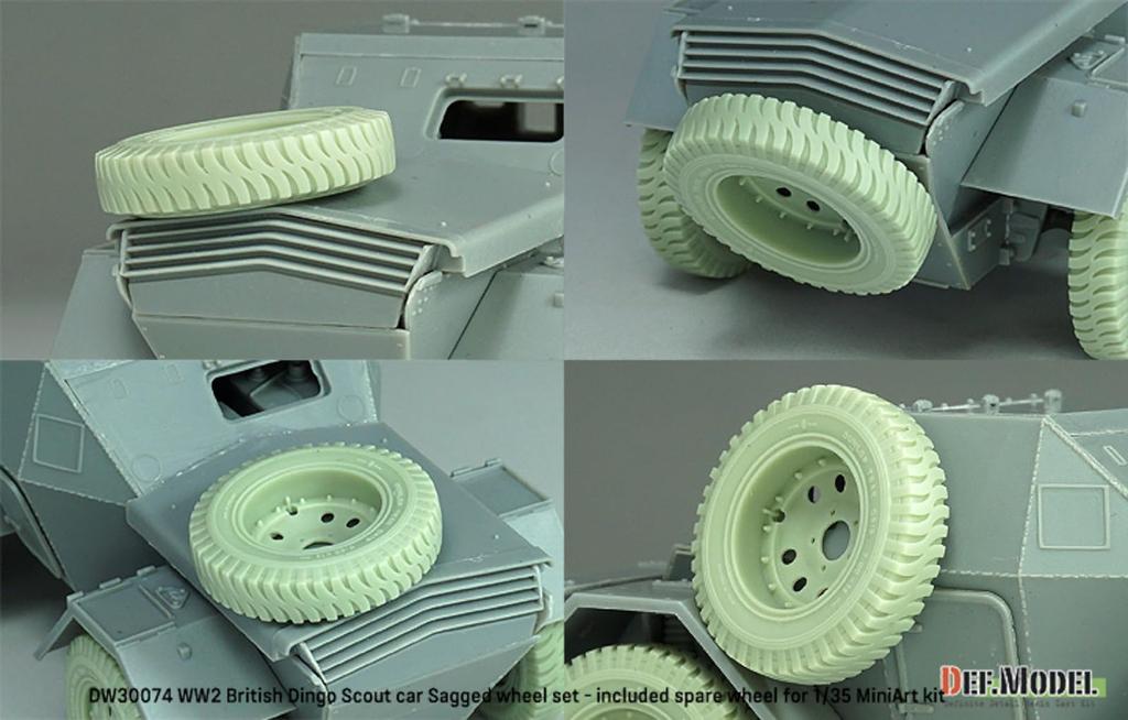 Комплект шин для британской разведывательной машины Dingo Второй мировой войны, деформация, детали из смолы DW30074 DEF.Model 1/35 Mk.Ib (Мини-арт) (Военная техника)