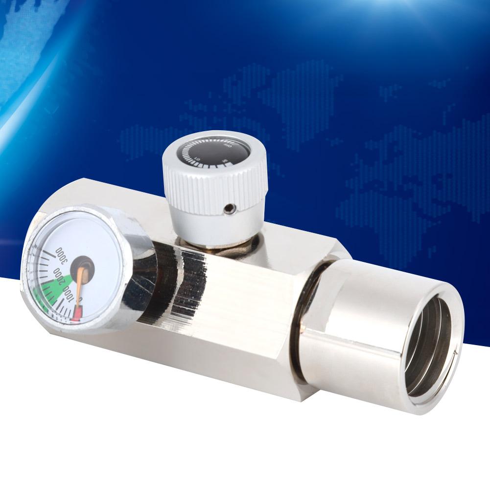 DIN477 Cylinder Soda Adapter with 3000psi Gauge Female TR21-4 Silver Connector for SodaStream