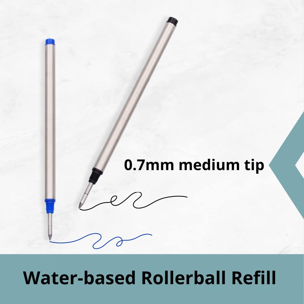 MB Pen Compatible Rollerball Pen For Capped Rollerball Pens Medium Nib 10 Pieces Blue Water-Based - - 0.7mm -