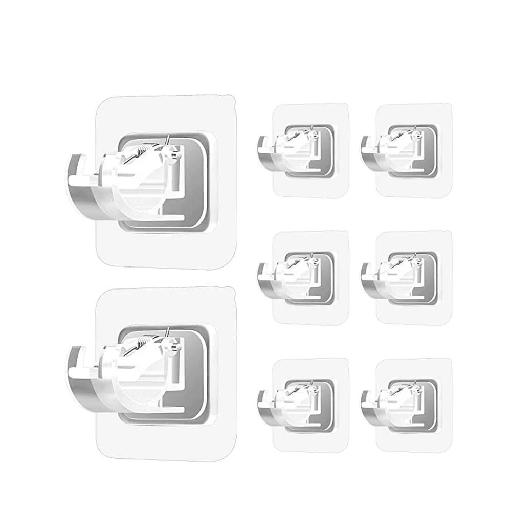 Self adhesive curtain rod hooks drill free curtain rod brackets suitable for bathrooms and kitchens 8 pieces per set