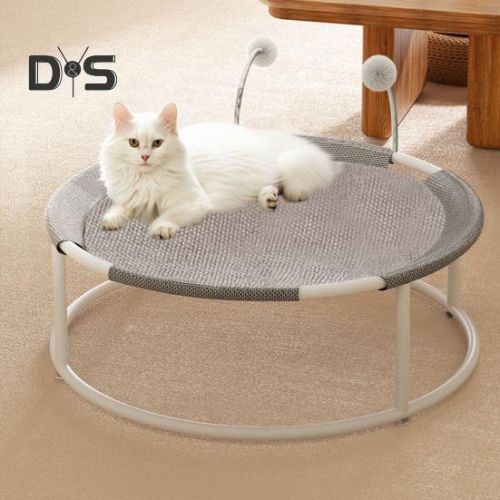 Поднятая кровать для кошки, отдельно стоящая круглая кровать-гамак для кошки со съемной моющейся сеткой, охлаждающая кровать для сна для кошек и собак