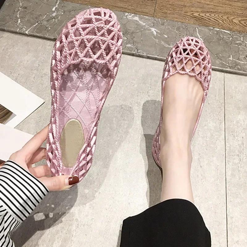 Sapatos Feminino женские туфли на плоской подошве с открытыми носками модные женские высококачественные сандалии удобная летняя обувь 2024 года желейные туфли