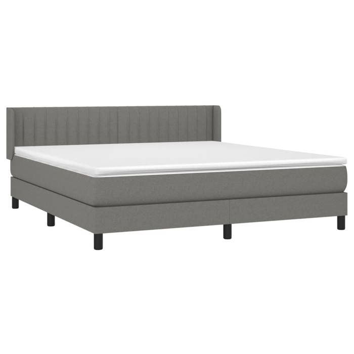 Maison Exclusive - Sommier à lattes de lit avec matelas Gris foncé 180x200cm Tissu