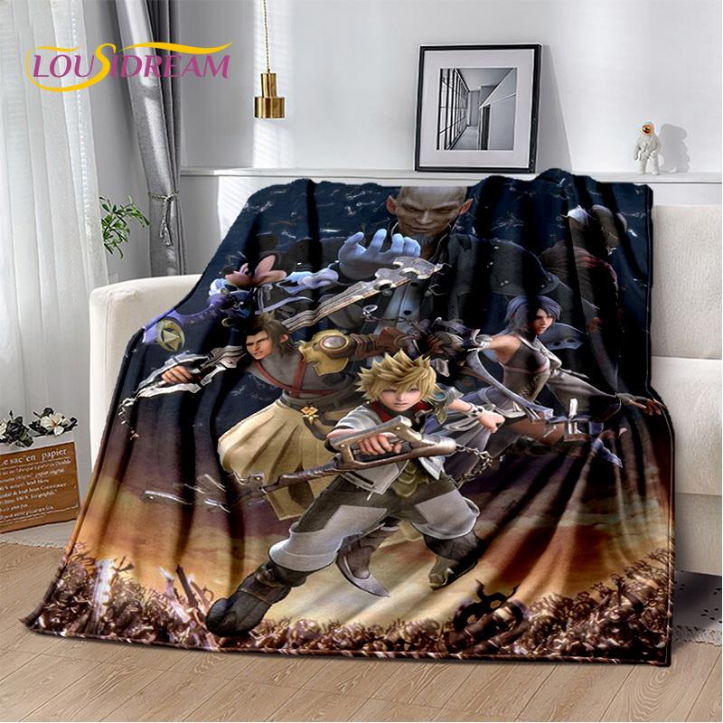 Cartoon Kingdom Hearts Games 3D Soft Flannel Blanket for Beds Bedroom Sofa Picnic,Throw Blanket for Cover Outdoors Leisure Gift