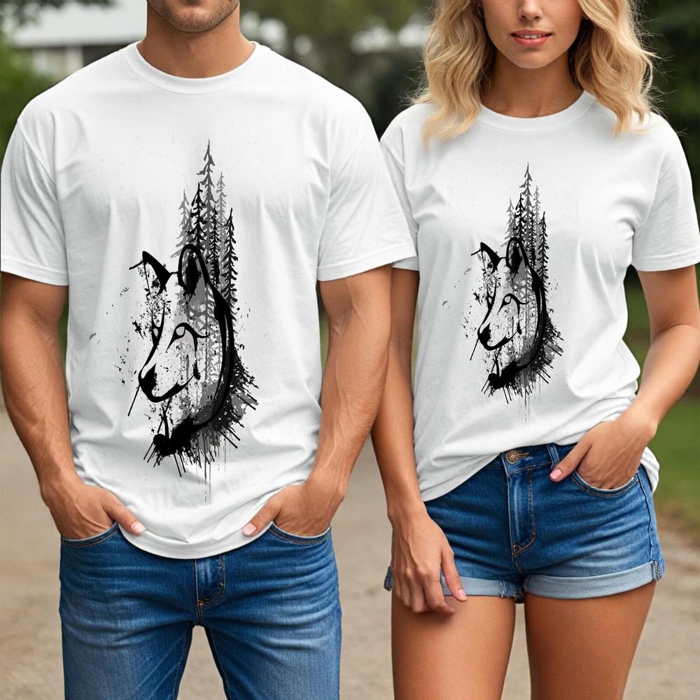 Wolf Forest T-Shirt – Wilderness Nature Lover Tee, Grunge Animal Art Shirt