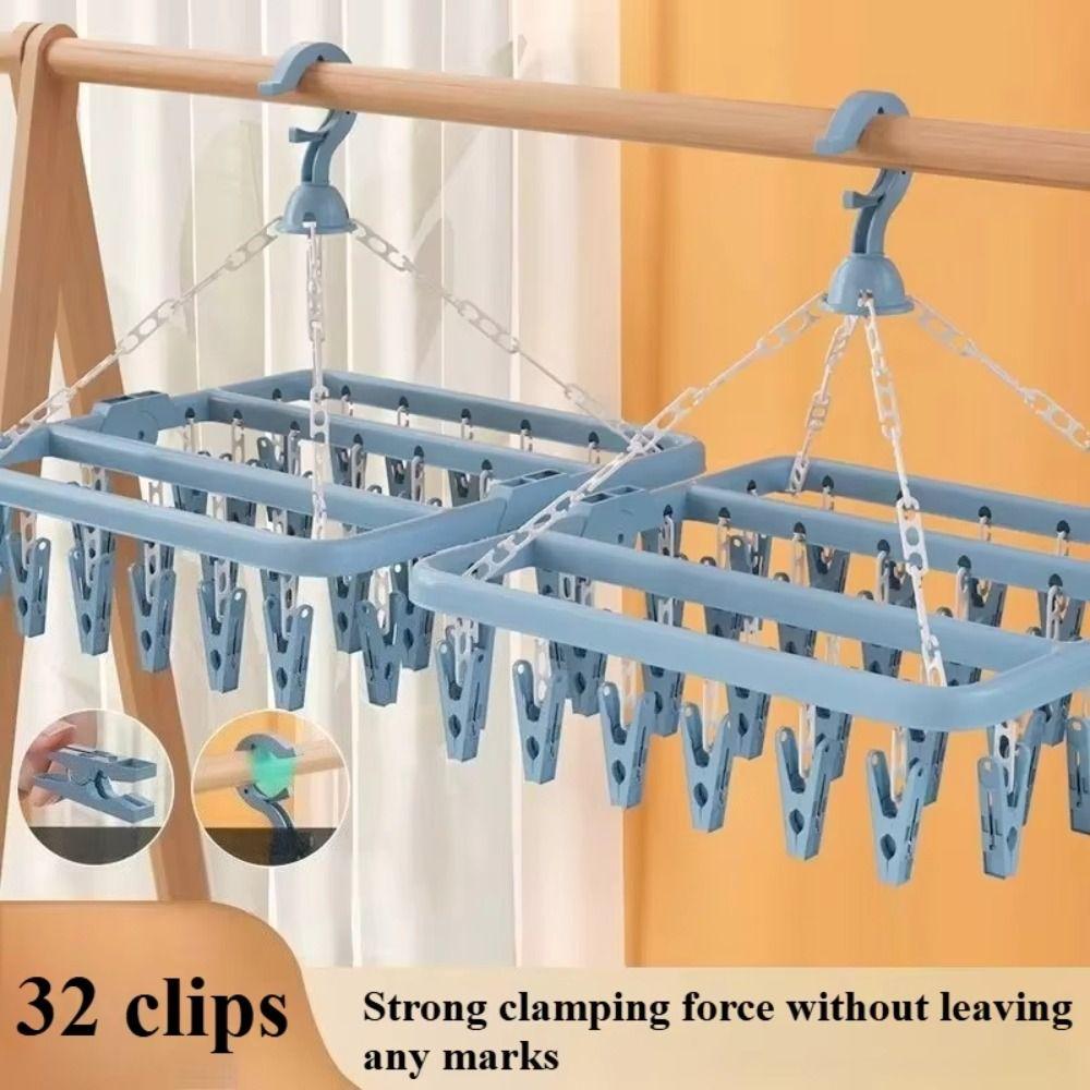 Household Extra Thick Drying Rack Heavy Duty Plastic Material Laundry Set Foldable Space Saving Drying Hanger Underwear Drying