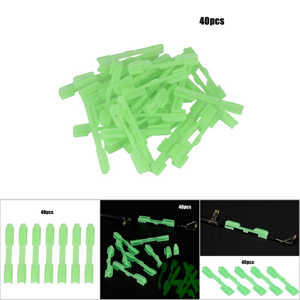 40 PCS Light Stick Clip on Holder Fit Rod Tip Night Fishing Fluorescent Glow Sticks (M)