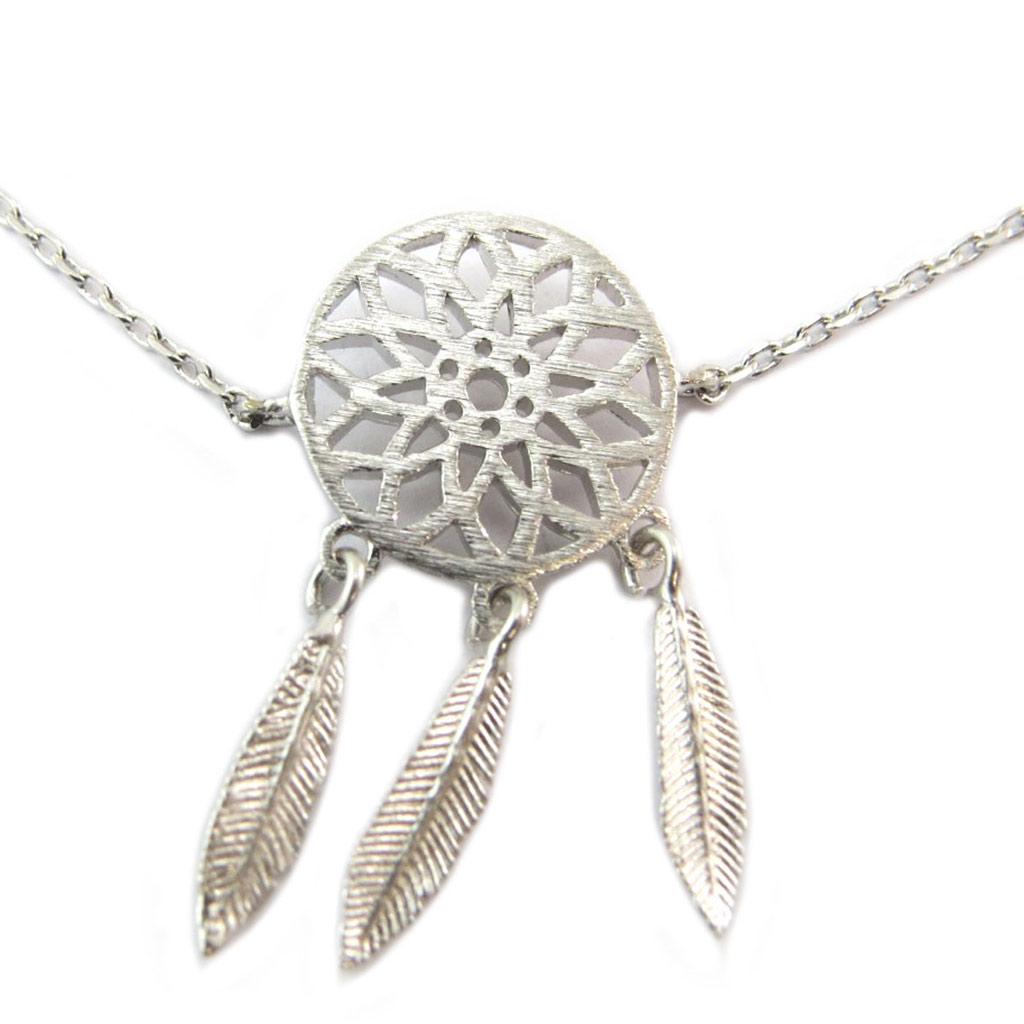 7bis [P5648] - Handmade Silver 'Boho' Bracelet (dreamcatcher) -25x10 Mm