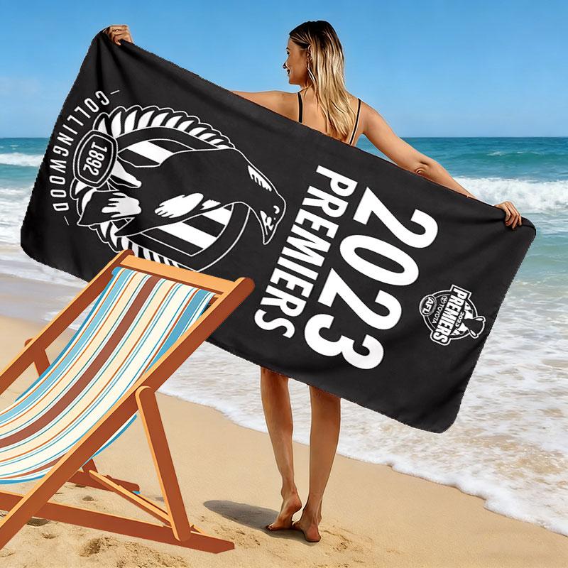 Collingwood Magpies Print Beach Towel, Large Soft Quick Dry Towel for Beach Camping Swimming