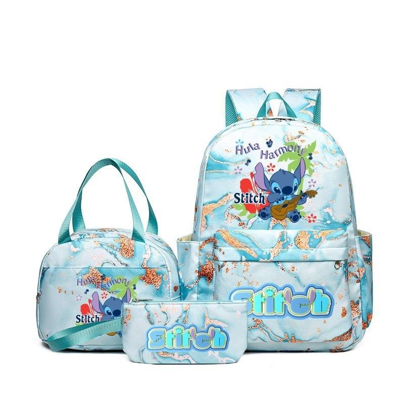 New Stitch School Backpack Set 3-Piece Waterproof Bookbag Printed Outdoor Travel