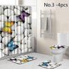 New Fashion 4Pcs/Set Shower Curtain Bathroom Waterproof Floor Rug Lid Toilet Cover Bath Mat Set
