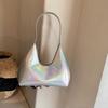 Silver Bag Niche Armpit Bag 2024 New Large-capacity Commuter Handbag European and American Colorful Glossy Crescent Bag