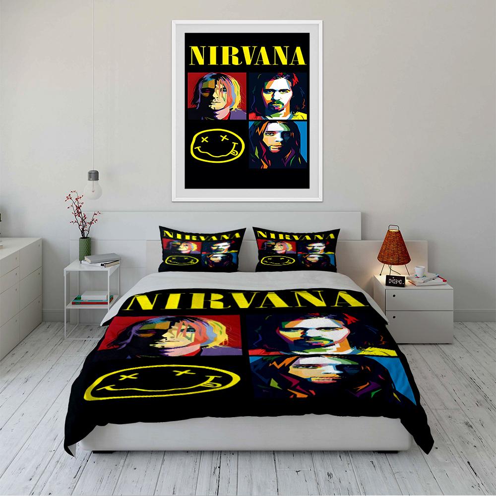 Nirvana Band Art Bedding Set 3-Piece Bedding set (1 duvet cover, 2 pillowcases, duvet not included)