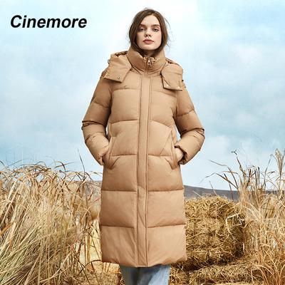 Cinemore, утепленная длинная женская зимняя куртка, пальто с капюшоном, теплая парка из биофлиса и хлопка, женская одежда, модная стеганая куртка 91002