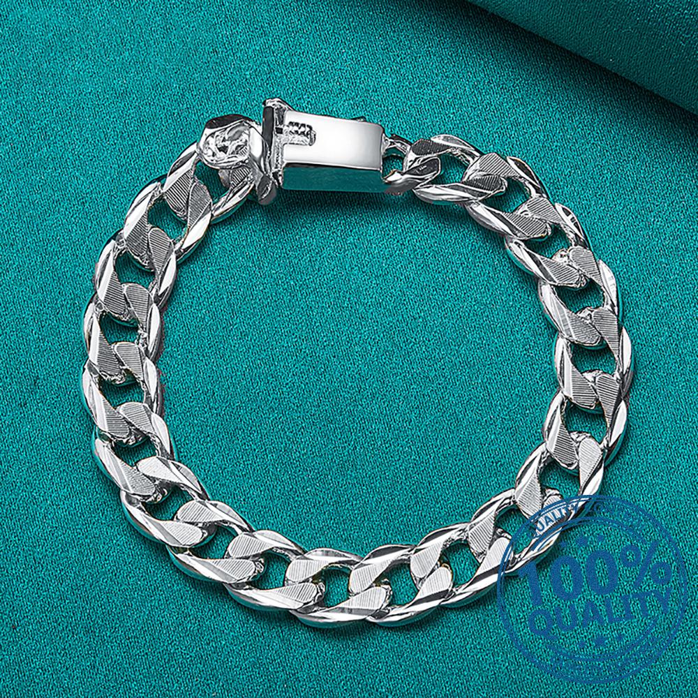 Мужские браслеты сбоку 10 мм, цепочка с квадратной пряжкой, браслет для мужчин и женщин, свадебные украшения для помолвки, вечерние, Pulseras Mujer