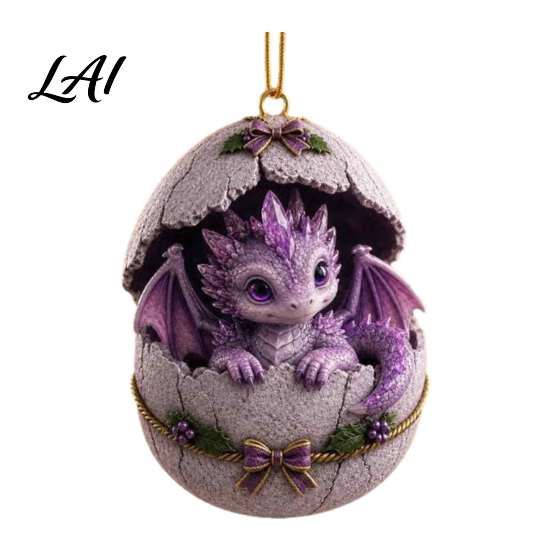 Lightweight Wall Hanging Decor Baby Dragon And Egg Christmas Ornament 2D Flat Acrylic Tree Pendant for Holiday Party Decoration Fantasy Xmas