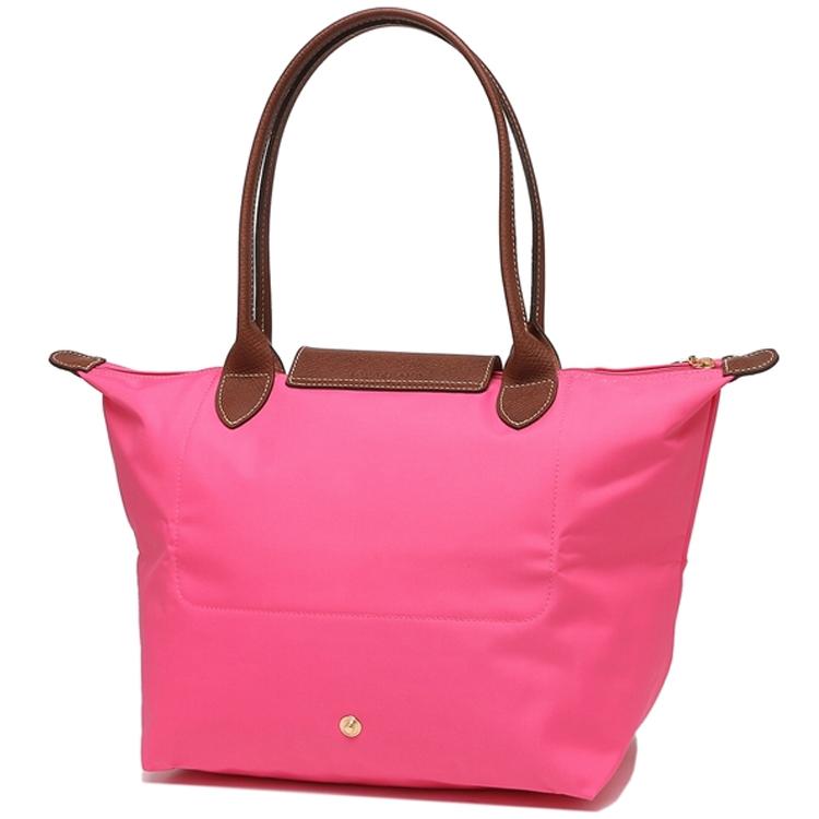 Longchamp Le Pliage 28 Застежка-молния на пуговице Длинная ручка Кожаная сумка-тоут на плечо 'Пельмень' Маленькая женская сумка-тоут Розовый 2605089P73