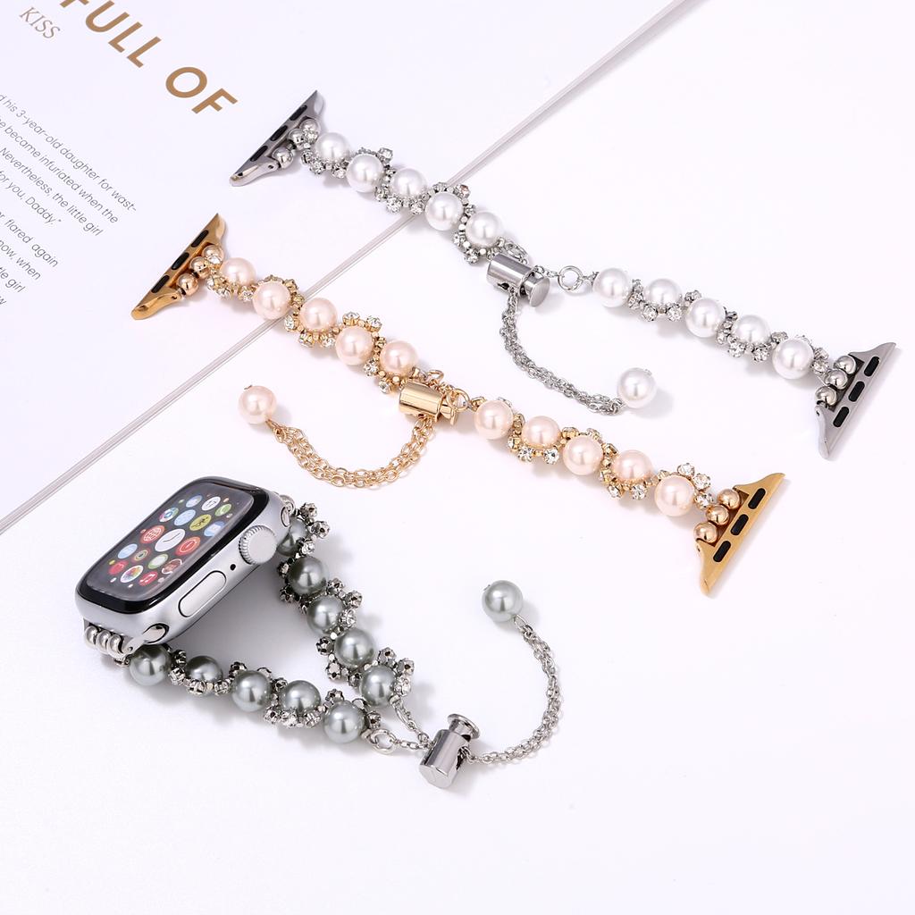 Pearl Decor Strap for Apple Watch Series 10 Ultra 9 8 7 SE 6 5 4 3 2 1 46mm 49mm 45mm 44mm 42mm Metal Watch Band