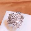 Модное кольцо с цирконием AAAA в форме сердца, полое кольцо в форме сердца, простые свадебные украшения, подарок на день рождения, обручальные кольца