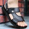 Fashion Men's Summer New Sandals and Slippers Men's Leather Sandals Adult Thick-soled Beach Shoes Non-slip Open-toe Leather Sandals