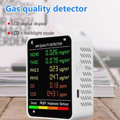 Портативный 6-в-1 монитор воздуха для обнаружения PM2.5, PM10, HCHO, TVOC дома, в офисе и в поездках с данными в реальном времени