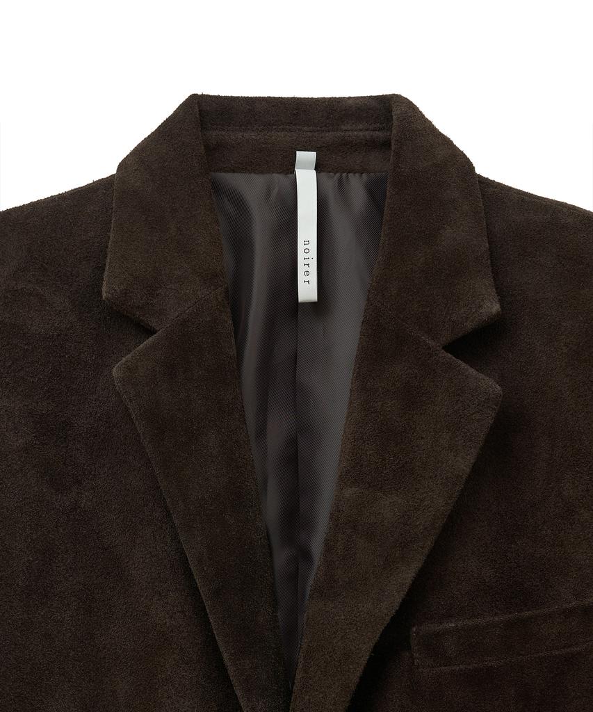 Noirer Nubuck Suede Tailored Jacket (Deep Brown)