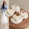 Fashion Rome Sandals High Heels Women's 2025 Summer New Thick Bottom Sponge Cake Matching Skirts Beach Shoes