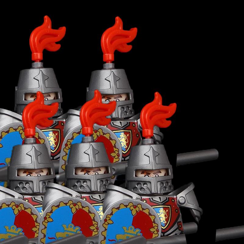 MOC Средневековый Рыцарский Замок Фигурки Конструктор Оружие Волк Мечники Стражник Лук Стрела Щит Флаги Боевой конь Игрушки Подарки S002
