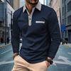 Autumn Men's Casual Button Lapel Solid Color Long Sleeved Polo Shirt