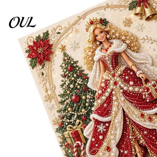 Handmade Wall Art Supplies Fashion Doll Faux Pearl Kit, DIY Christmas Painting Craft Kit 3D Textured Bead for Adults, Festive Decor Beginner Friendly