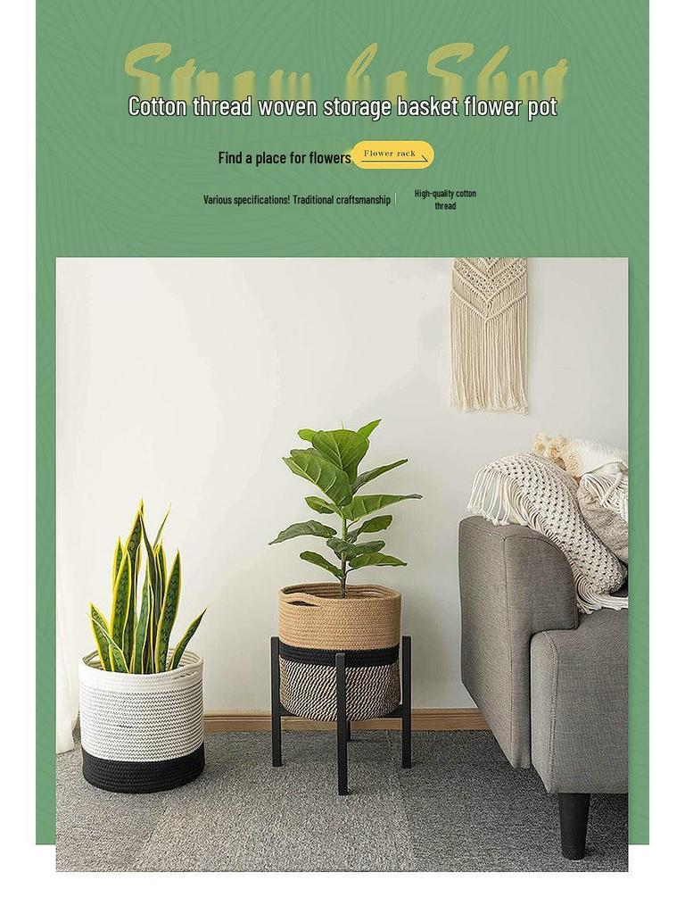 Large Cotton Rope Basket for Plants, Flowers, Laundry, and Storage