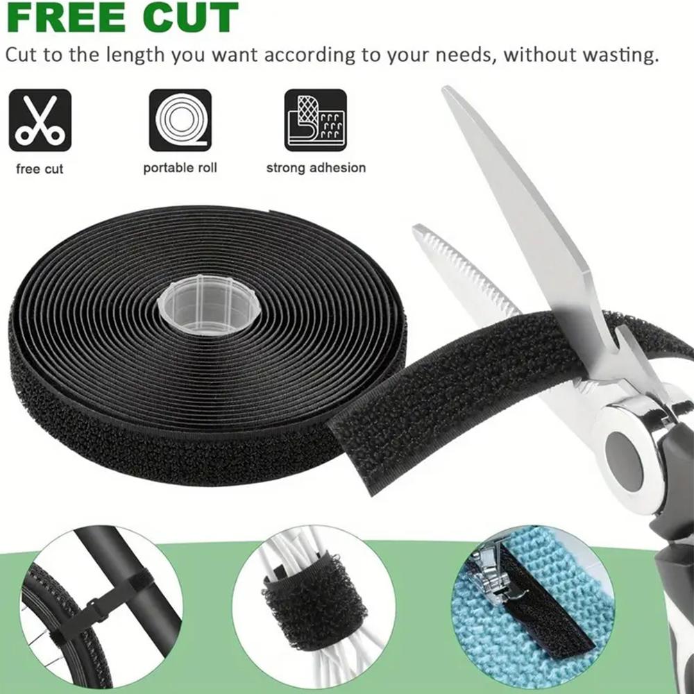 32ft Hook and Loop Straps with 50 Buckles Adjustable Fastening Cable Straps Cut-to-Length Cinch Strap for Organizer or Storage