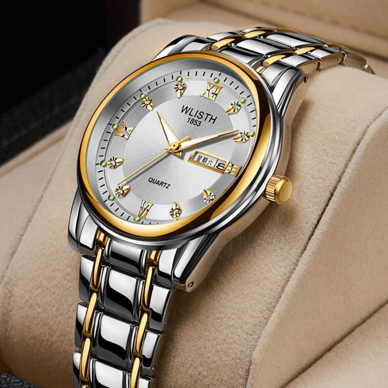 Mens Stainless Steel Watch With Date Day Display 30M Water Resistant Quartz Chronograph Style Casual Fashion Timepiece