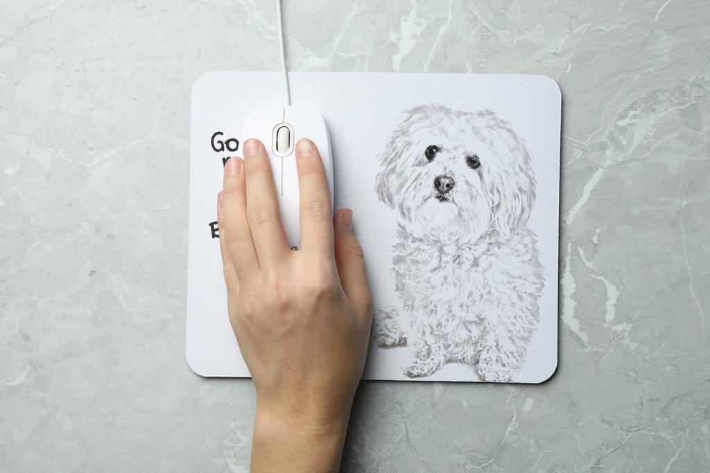 Bichon Bolognese, Bolo, Botoli, Bottolo - mouse pad with print, personalized dog-themed mouse pad, unique gadget for an office worker by Art-Dog brand