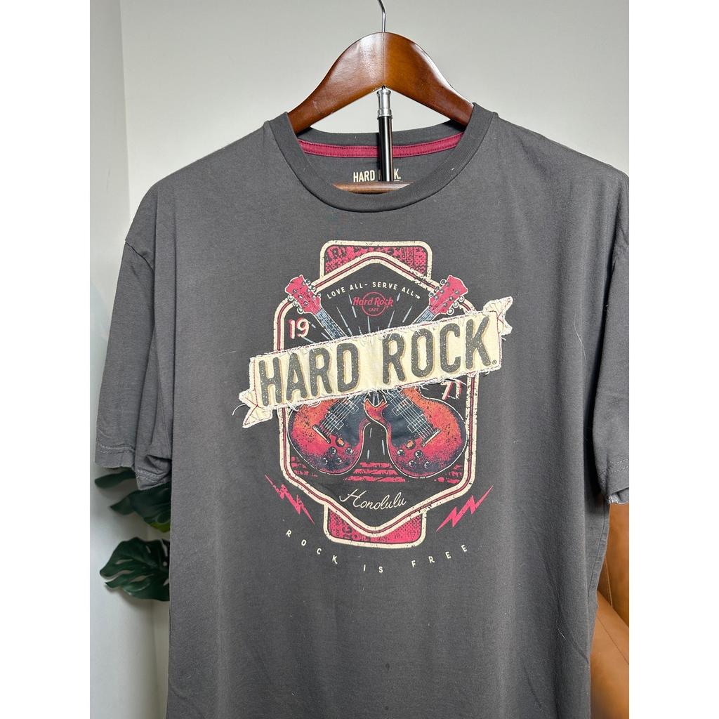 Hard Rock Cafe Honolulu Hawaii T Shirt XL Gray Embroidered Guitar Rock Music Tee