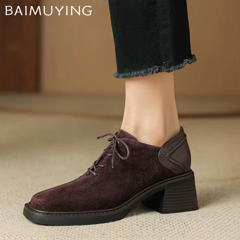 Замшевые женские ботильоны с квадратным носком и высоким каблуком, сэлеантные туфли на шнуровке, массивная зимняя обувь 2025 года, новые брендовые туфли-лодочки Botas Mujer
