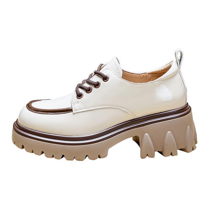 Новые модели 2025 года подходят для полных и широких ног, маленькие кожаные туфли для женщин, лакированные туфли на толстой подошве и толстом каблуке в британском стиле