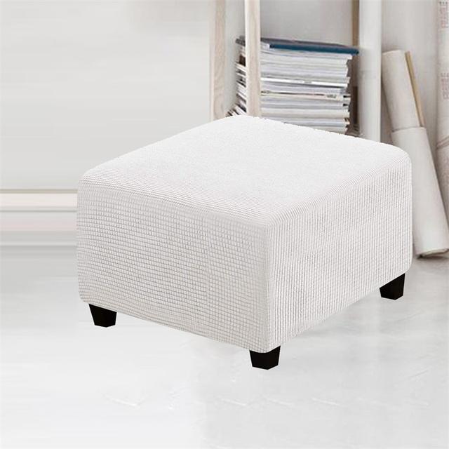 Jacquard Ottoman Stool Cover Furniture Protector Covers Stretch Square Removable Footstool Sofa Slipcovers Washable Chair Covers