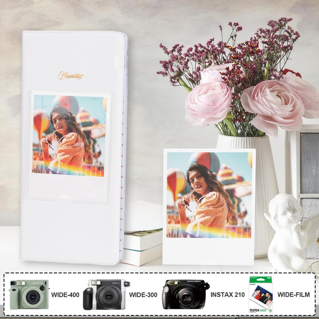 Rieibi FUJIFILM Instax Cute Instax Compatible with Polaroid Instax Instax Album Inch Holds 64 Can Also Store Business Cards and Cash Instax Wide 400