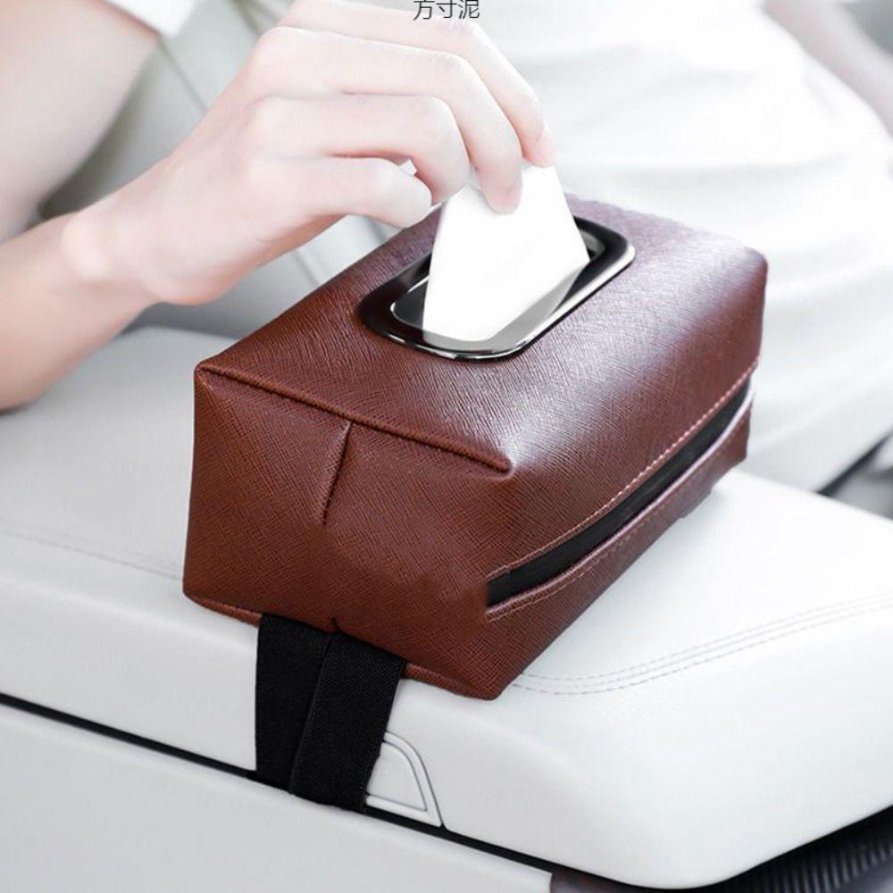 Adjustable Strap Car Tissue Holder Practical Tissue Storage Box Desktop Decoration