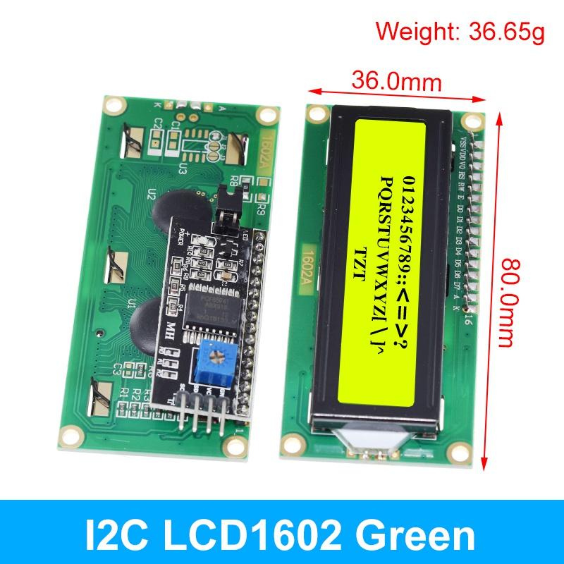 LCD1602 1602 ЖК-модуль синий/желтый зеленый экран 16x2 символьный ЖК-дисплей PCF8574T PCF8574 IIC I2C интерфейс 5 В для arduino