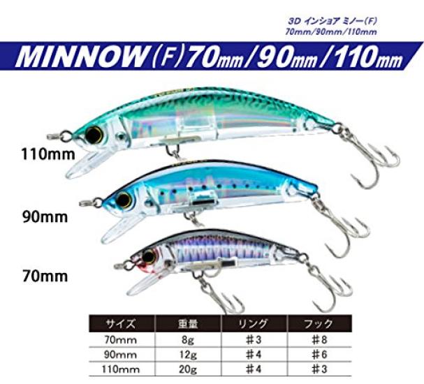 3D Inshore Minnow 110mm for Sea Bass YO-ZURI (F) GHIW, Weight 20g, R1213-GHIW-Sardine,
