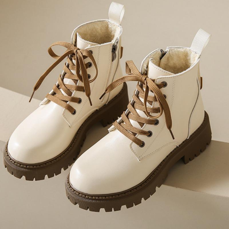 Мода 2024 Обувь для женщин На шнуровке На молнии Женские ботинки Осень Круглый носок Однотонные Короткое голенище Платформа Водонепроницаемые Модные ботинки