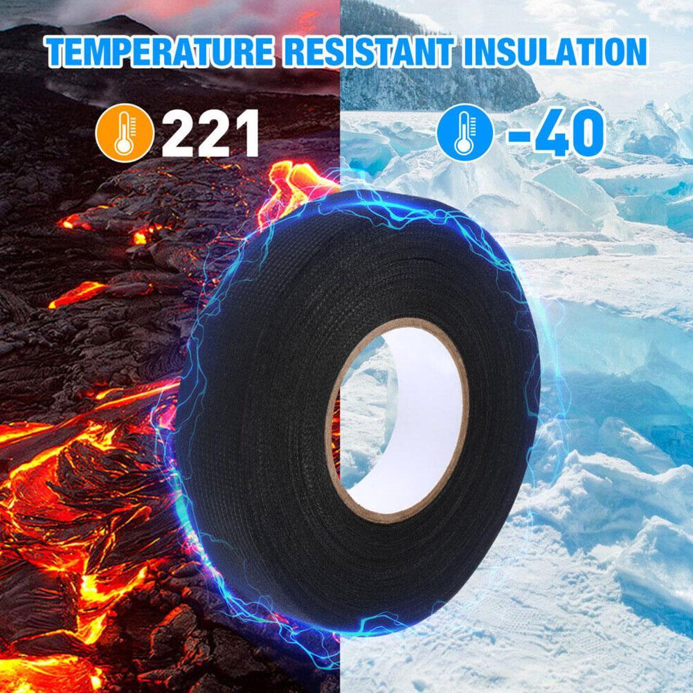 15 Meter Electrical Tape Heat Resistant Harness Tape Adhesives Fabric Cloth Noise Waterproof Tape Resistance Insulation Tap B6K7