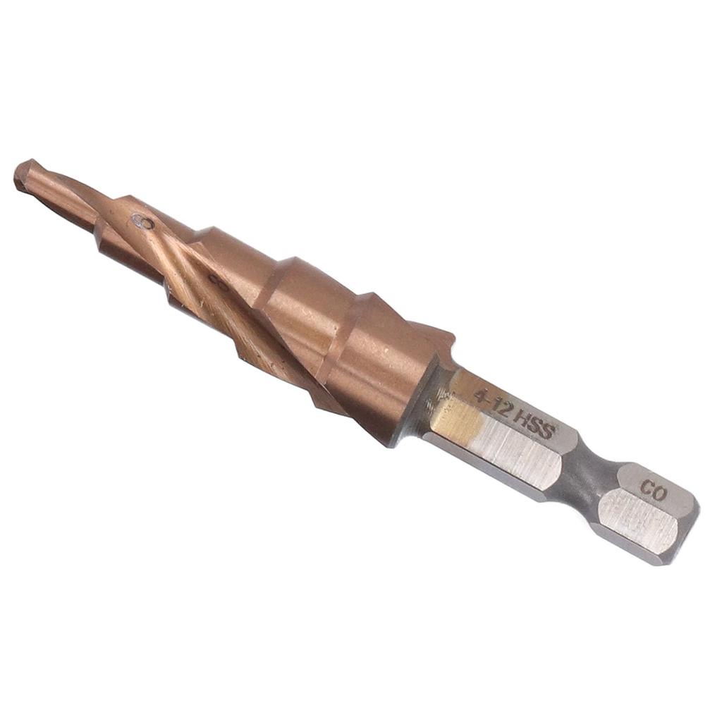 Spiral Step Drill Bit Accurate Positioning 118 Degrees X Shaped Opening Design M35 High Speed Steel Hex