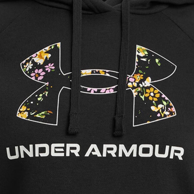 Under Armour Rival флисовый принтованный капюшон модная толстовка женская толстовка черная 1387029-001