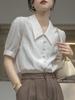 Элегантные женские рубашки, французская белая рубашка, женская рубашка с короткими рукавами, дизайн Sense Niche, атласная блузка с V-образным вырезом, летний темперамент, профессиональная рубашка для поездок на работу