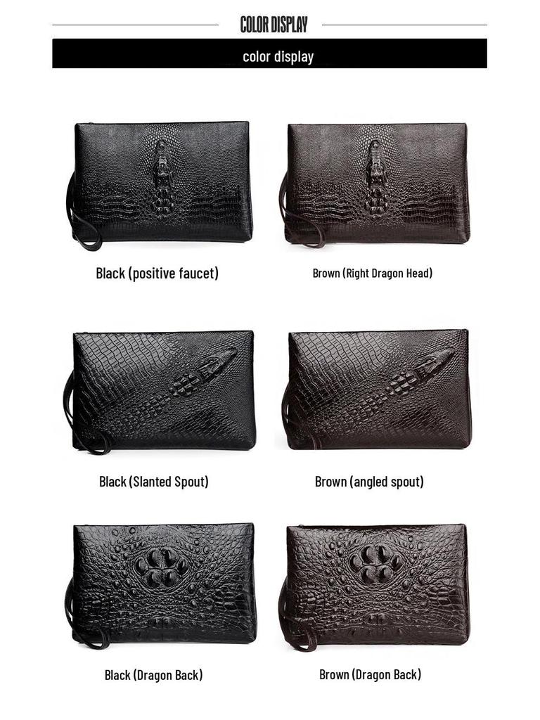 Crocodile Pattern Men's Large Capacity Leather Clutch Wallet