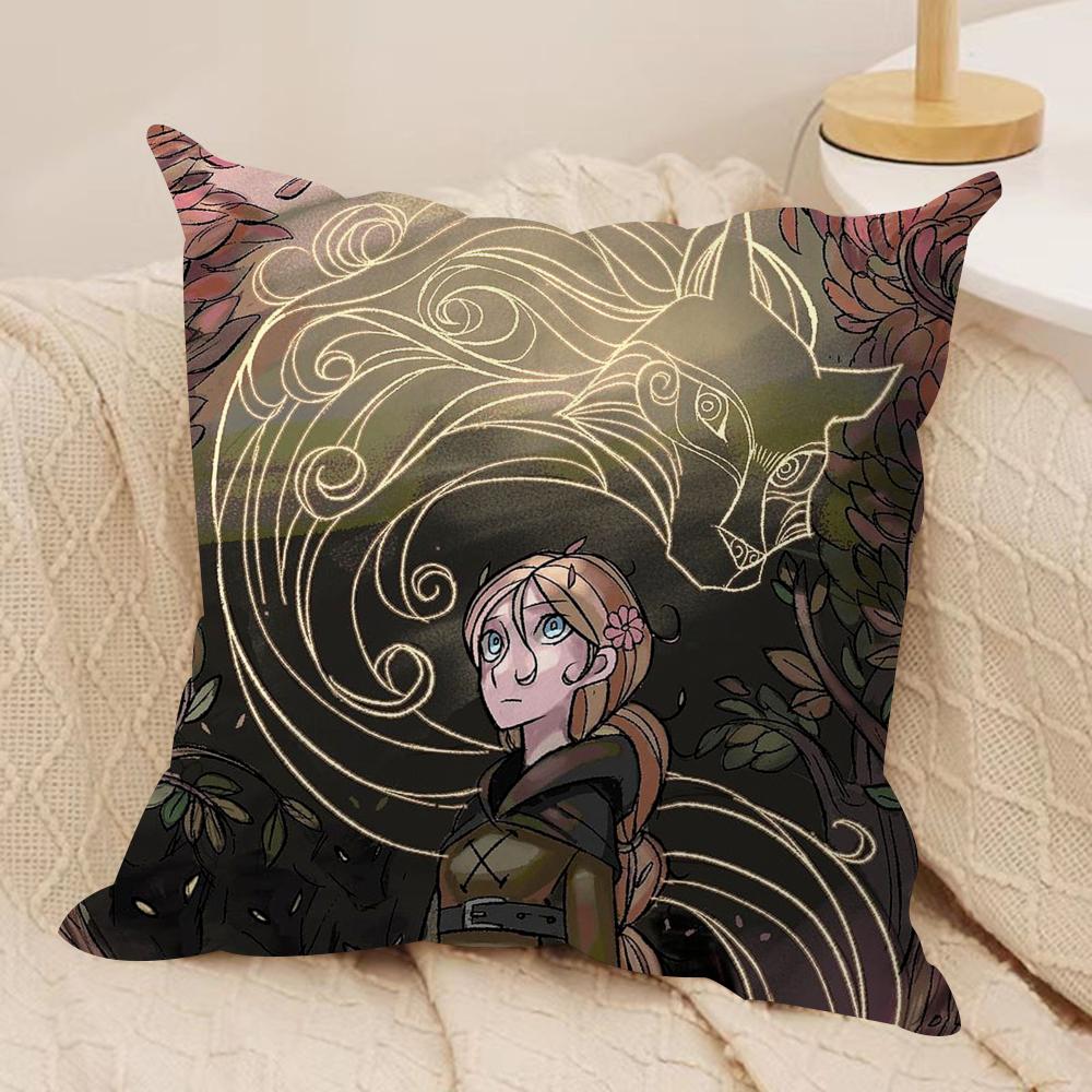 Anime Movie WWolfwalkers Cushion Cover Silky Short Plush DoubleSided Printed Pillow Case for Sofa All Seasons Home Decor Gift
